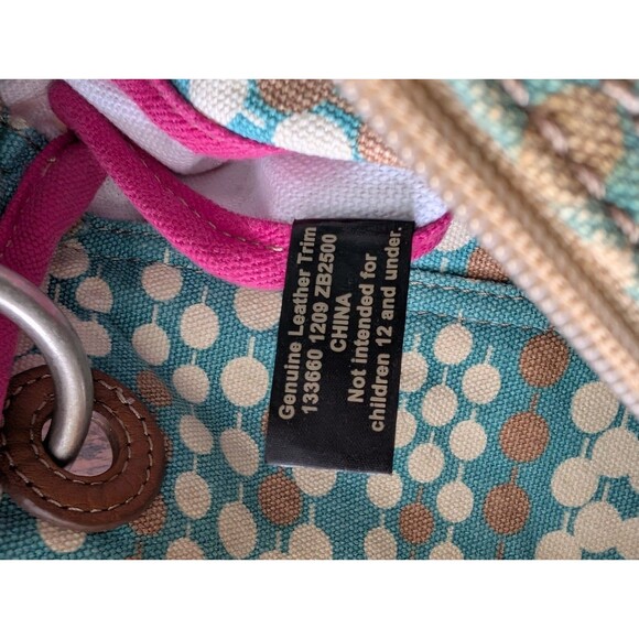 Vintage Fossil Key Per Felicity Coated Canvas Crossbody Bag Purse Leather Trim - Picture 10 of 10